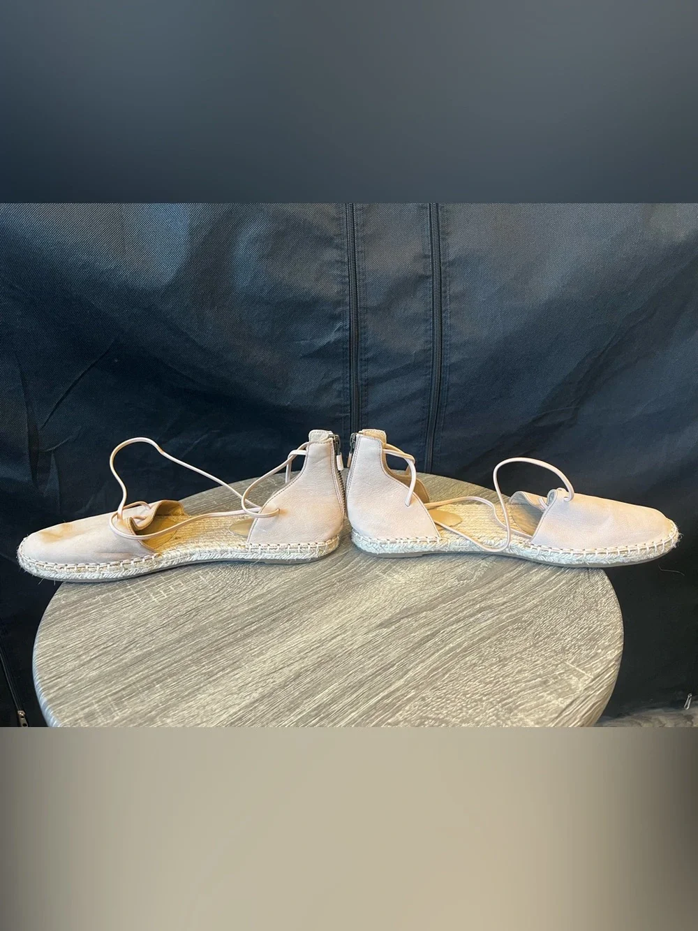 Eileen Fisher Lee D'Orsay Flat Espadrille Sandals Tan Leather- Size 9